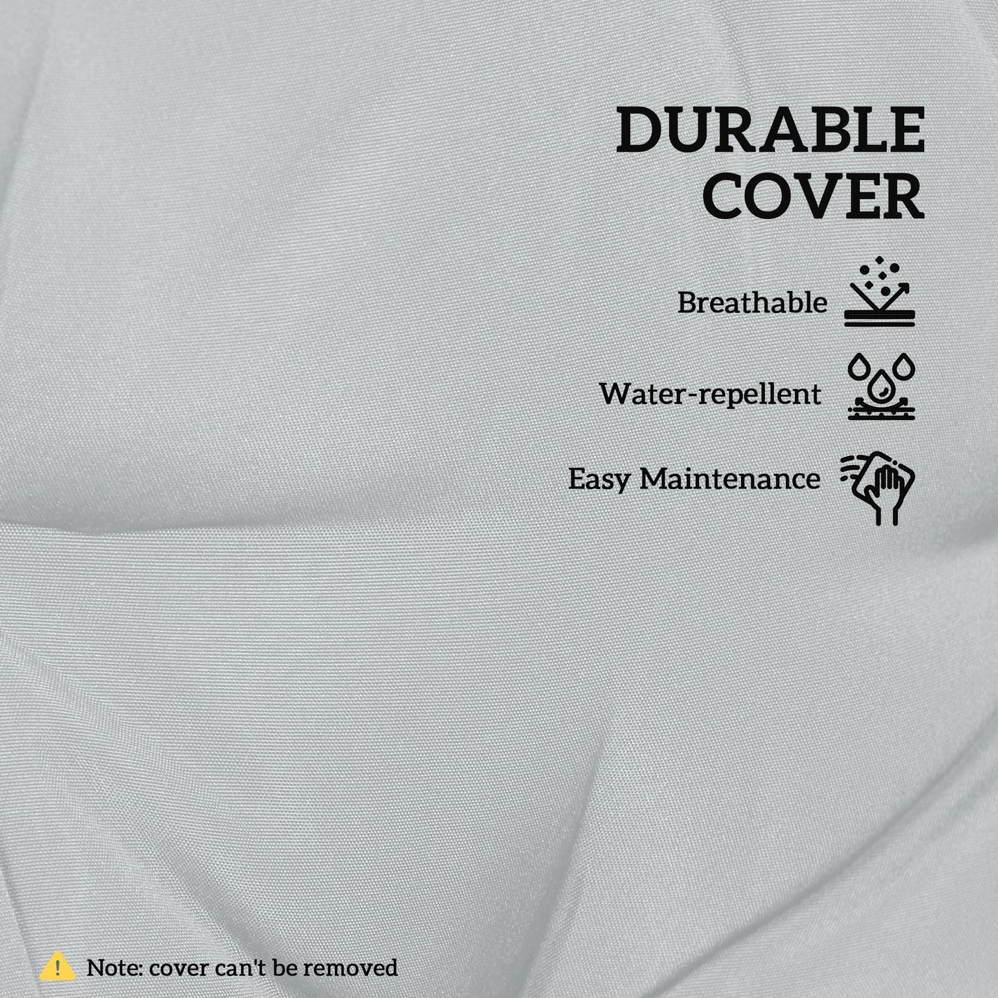 42 x 42cm Replacement Garden Seat Cushion Pad with Ties, Light Grey