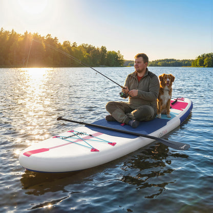 Inflatable Stand Up Paddle  Extra-Wide SUP with Non-Slip EVA Deck, Adj Aluminum Paddle