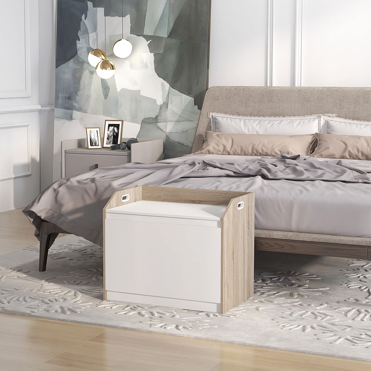 Storage Bench Lift Top Cabinet Accent Seat Storage Box for Entryway