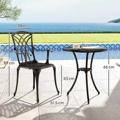 3 PCs Garden Bistro Set Outdoor Garden Furniture Set w/ Umbrella Hole