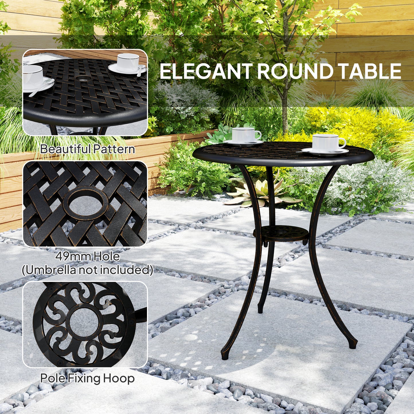3 PCs Garden Bistro Set Outdoor Garden Furniture Set w/ Umbrella Hole