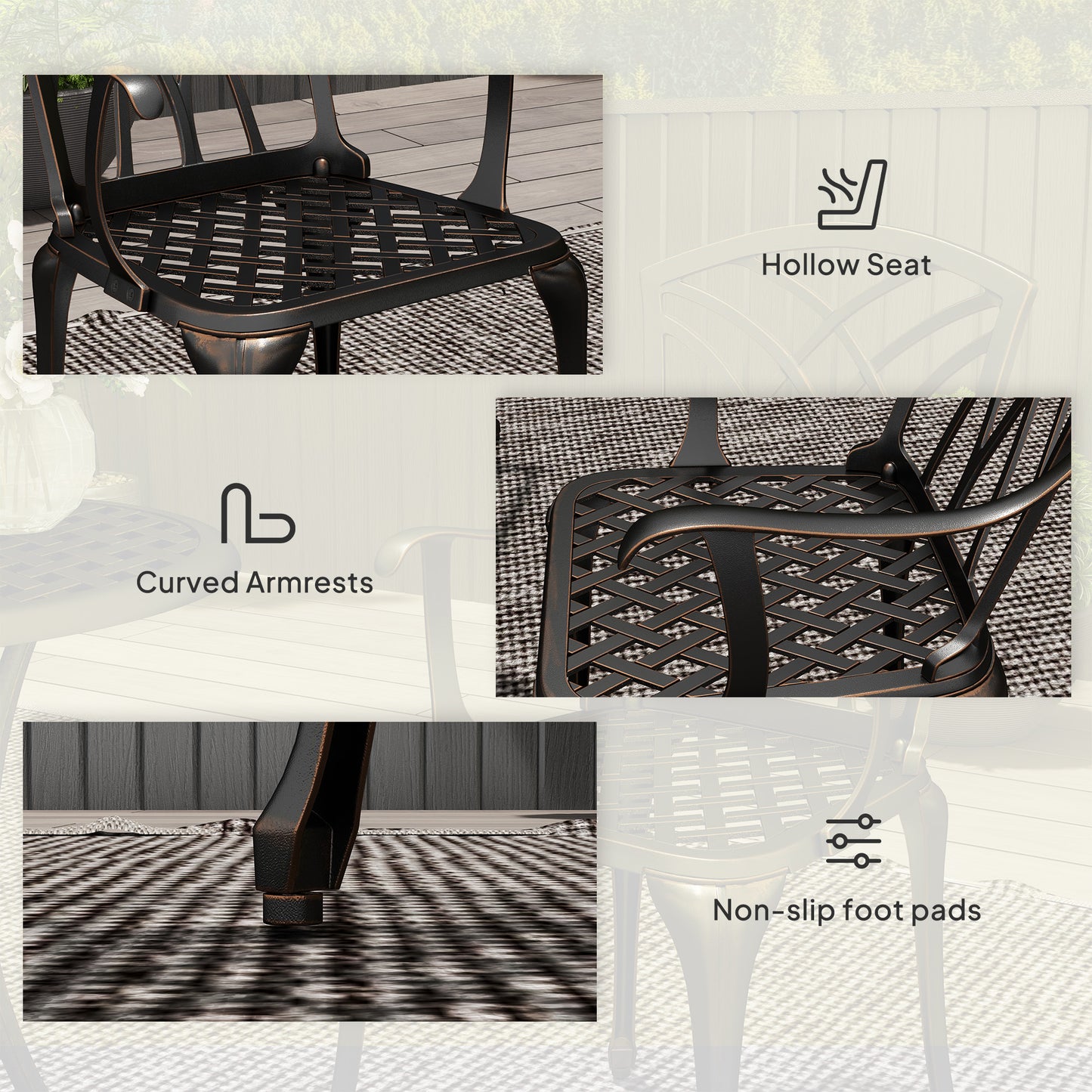 3 PCs Garden Bistro Set Outdoor Garden Furniture Set w/ Umbrella Hole