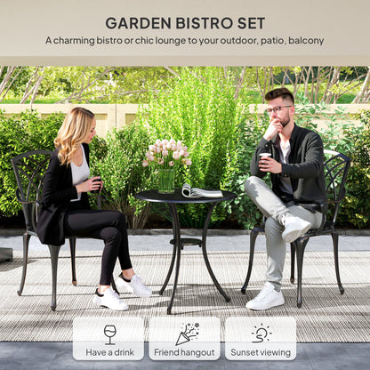 3 PCs Garden Bistro Set Outdoor Garden Furniture Set w/ Umbrella Hole