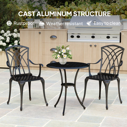 3 PCs Garden Bistro Set Outdoor Garden Furniture Set w/ Umbrella Hole