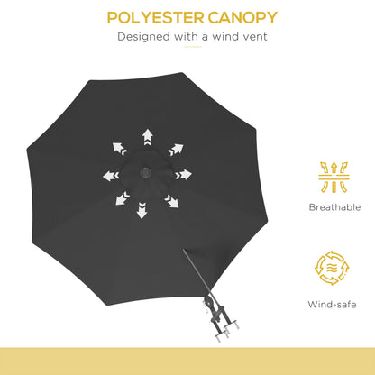 Wall Mounted Umbrella with Vent, Garden Patio Parasol Umbrella Sun Shade Canopy, Charcoal Grey