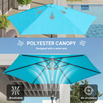 2.6M Garden Parasol Umbrella with Aluminium Pole, Tilt, Crank