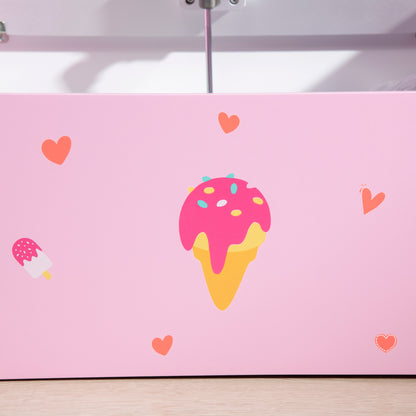 2 in 1 Wooden Kids Storage Bench, Toy Box w/ Safety Rod - Pink
