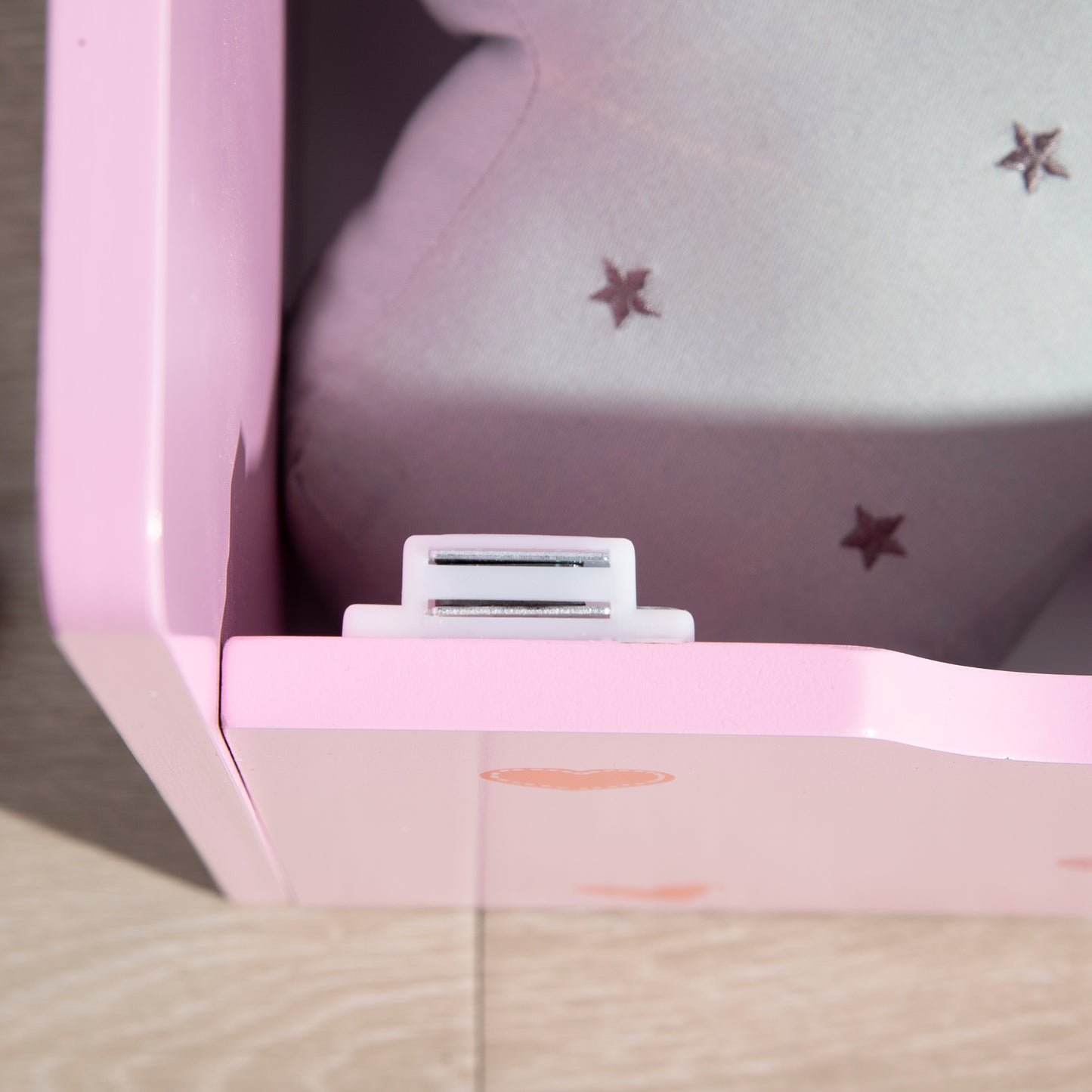 2 in 1 Wooden Kids Storage Bench, Toy Box w/ Safety Rod - Pink