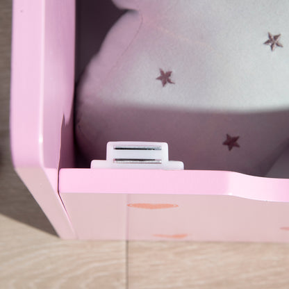 2 in 1 Wooden Kids Storage Bench, Toy Box w/ Safety Rod - Pink
