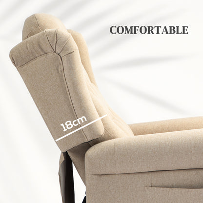 Power Lift Recliner Armchair with Wingback, Button Tufted, Beige