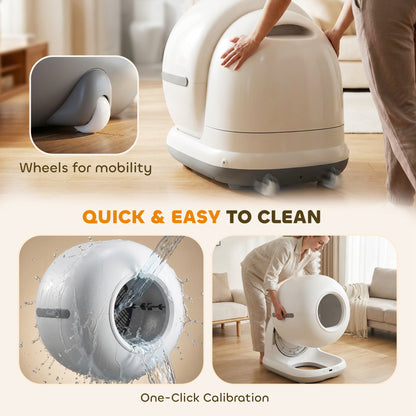 72L Self Cleaning Cat Litter Tray App Control for Multiple Cats