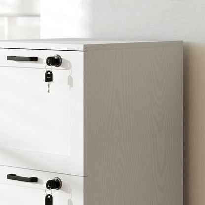 3-Drawer File Cabinet, Lockable Filing Cabinet for A4 Letter, White