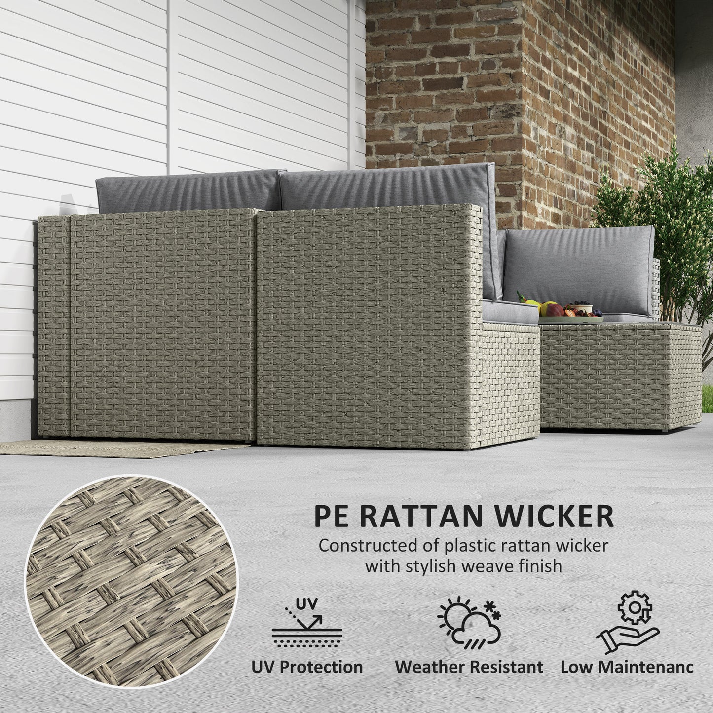 7 Pieces Rattan Garden Furniture Set with Cushions, Light Brown