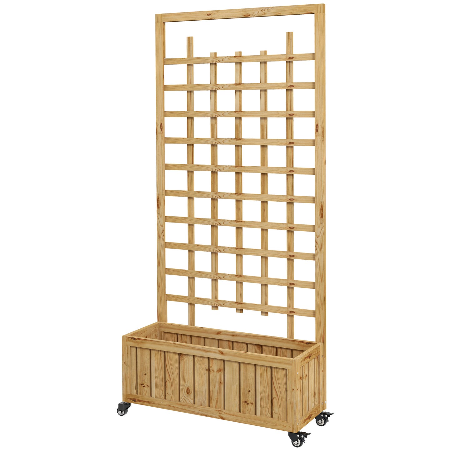 Warehouse Clearance Sale - Wooden Trellis Planter, Raised Garden Bed with Wheels and Bed Liner, to Climb and Grow Vegetables, Herbs and Flowers