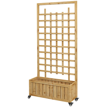 Warehouse Clearance Sale - Wooden Trellis Planter, Raised Garden Bed with Wheels and Bed Liner, to Climb and Grow Vegetables, Herbs and Flowers