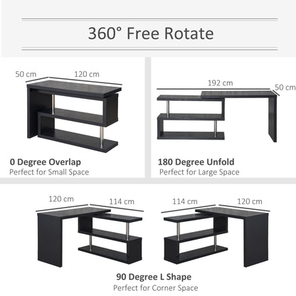 Modern Corner 360° Rotating L-Shaped Computer Desk Writing Table