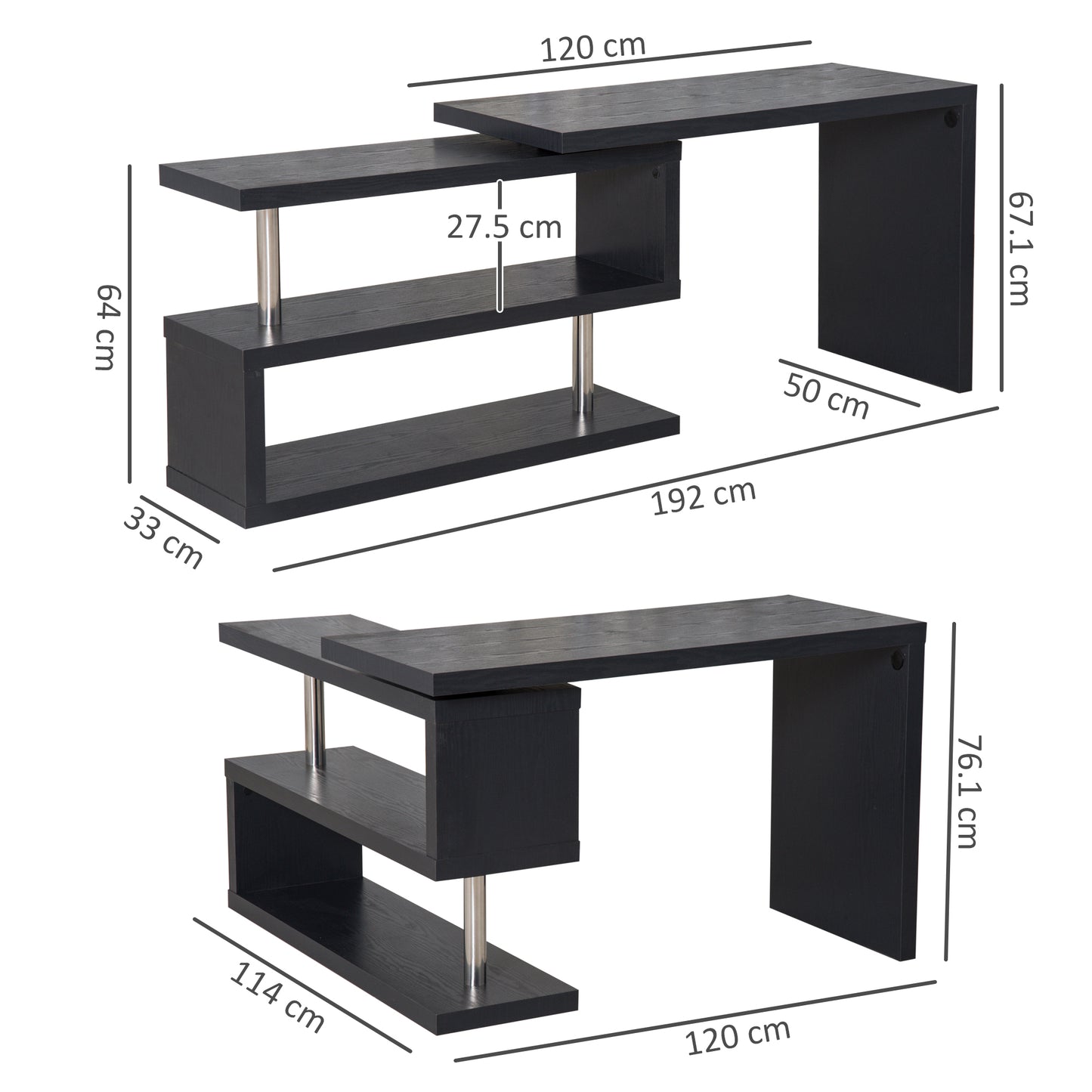 Modern Corner 360° Rotating L-Shaped Computer Desk Writing Table