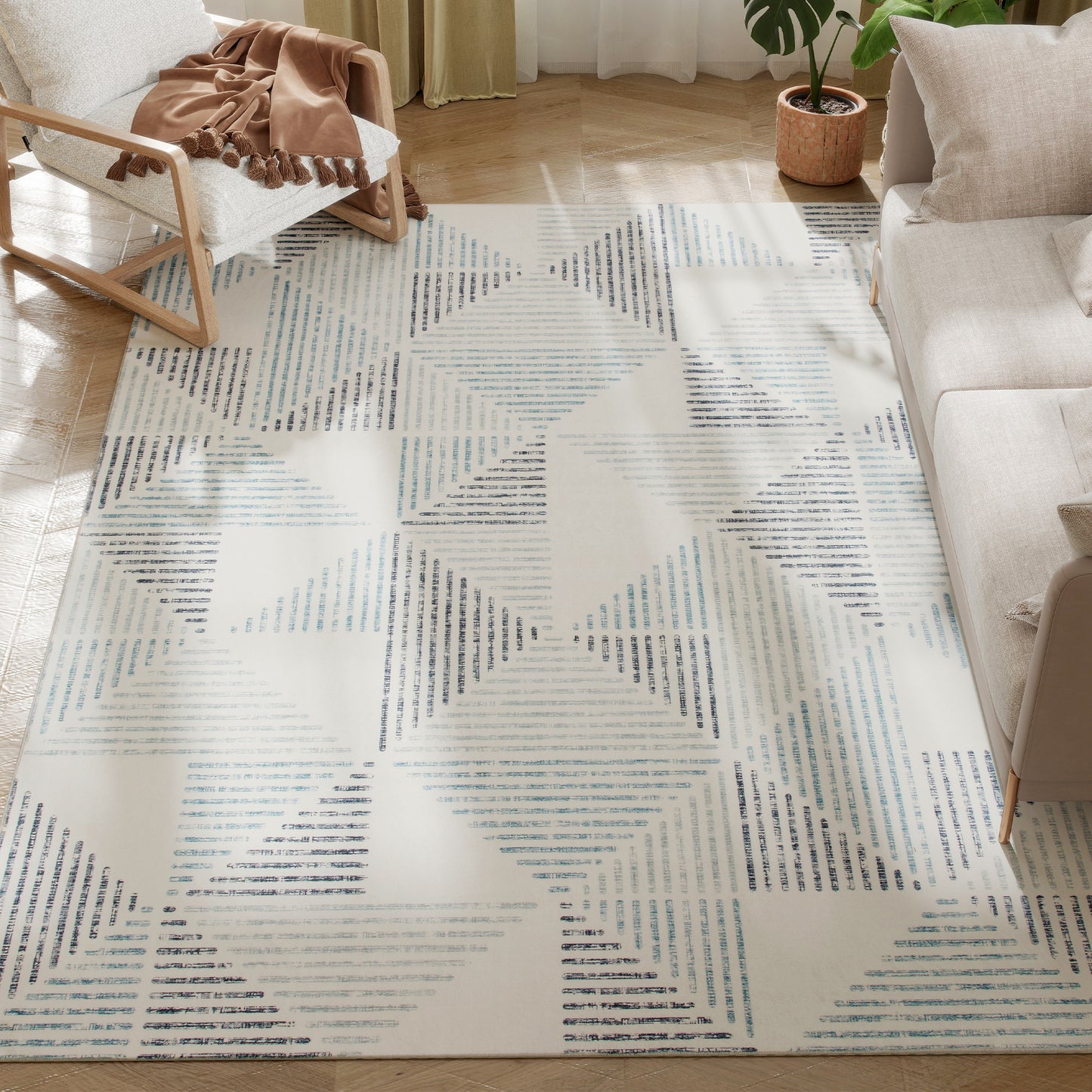 Non-Slip Large Rug for Living Room 230 x 160 cm, Multi-Coloured