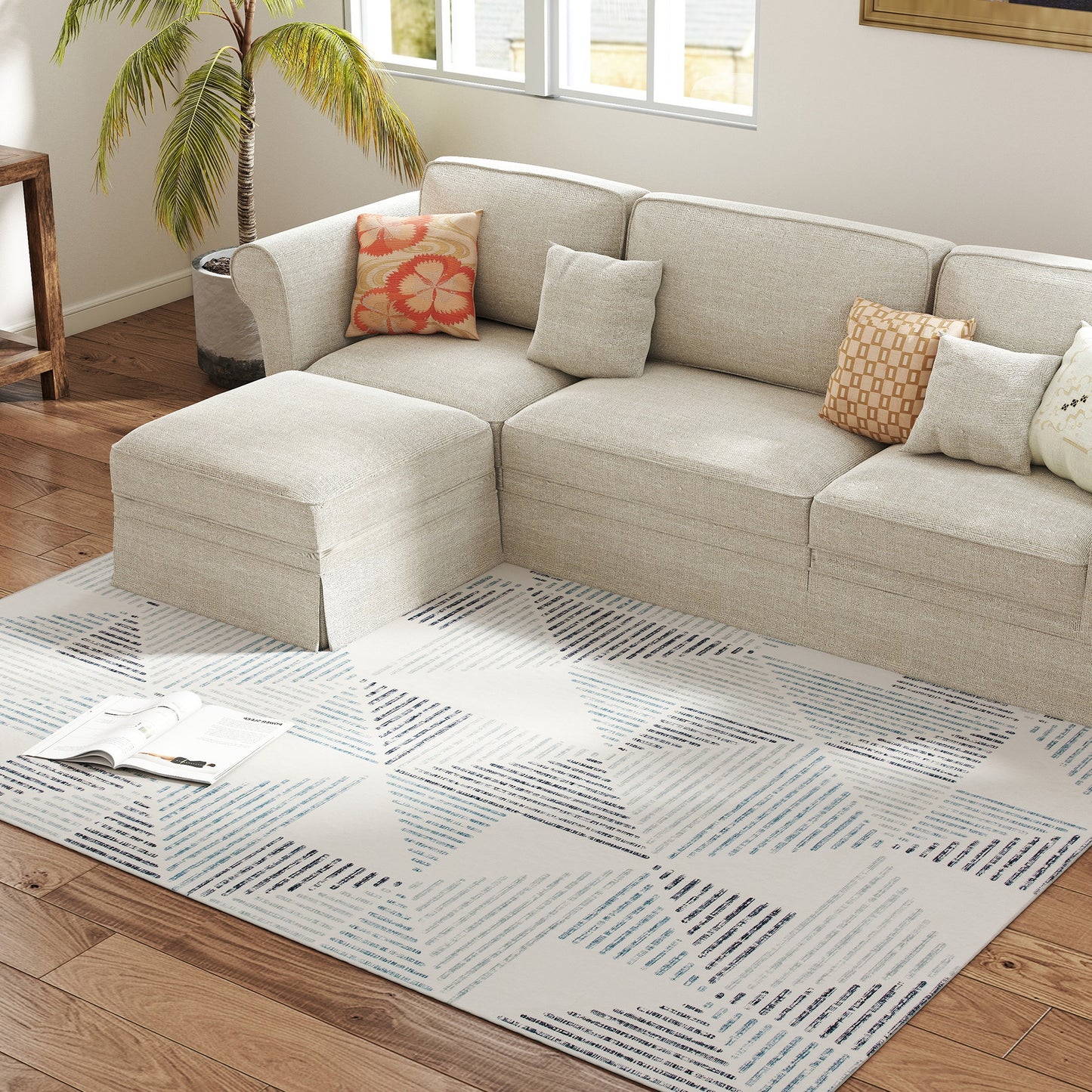 Non-Slip Large Rug for Living Room 230 x 160 cm, Multi-Coloured