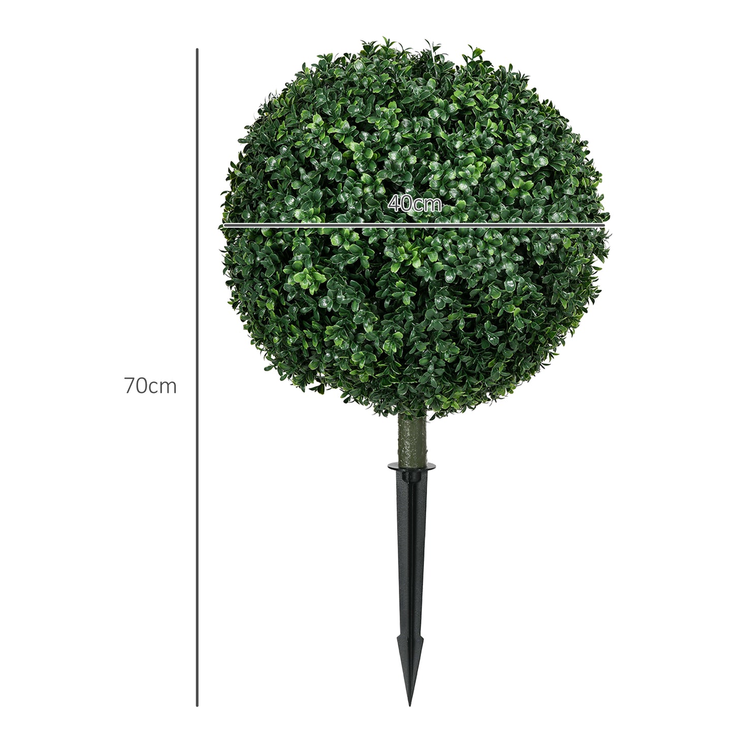 Set of 2 Artificial Boxwood Topiary Trees with Ground Stake