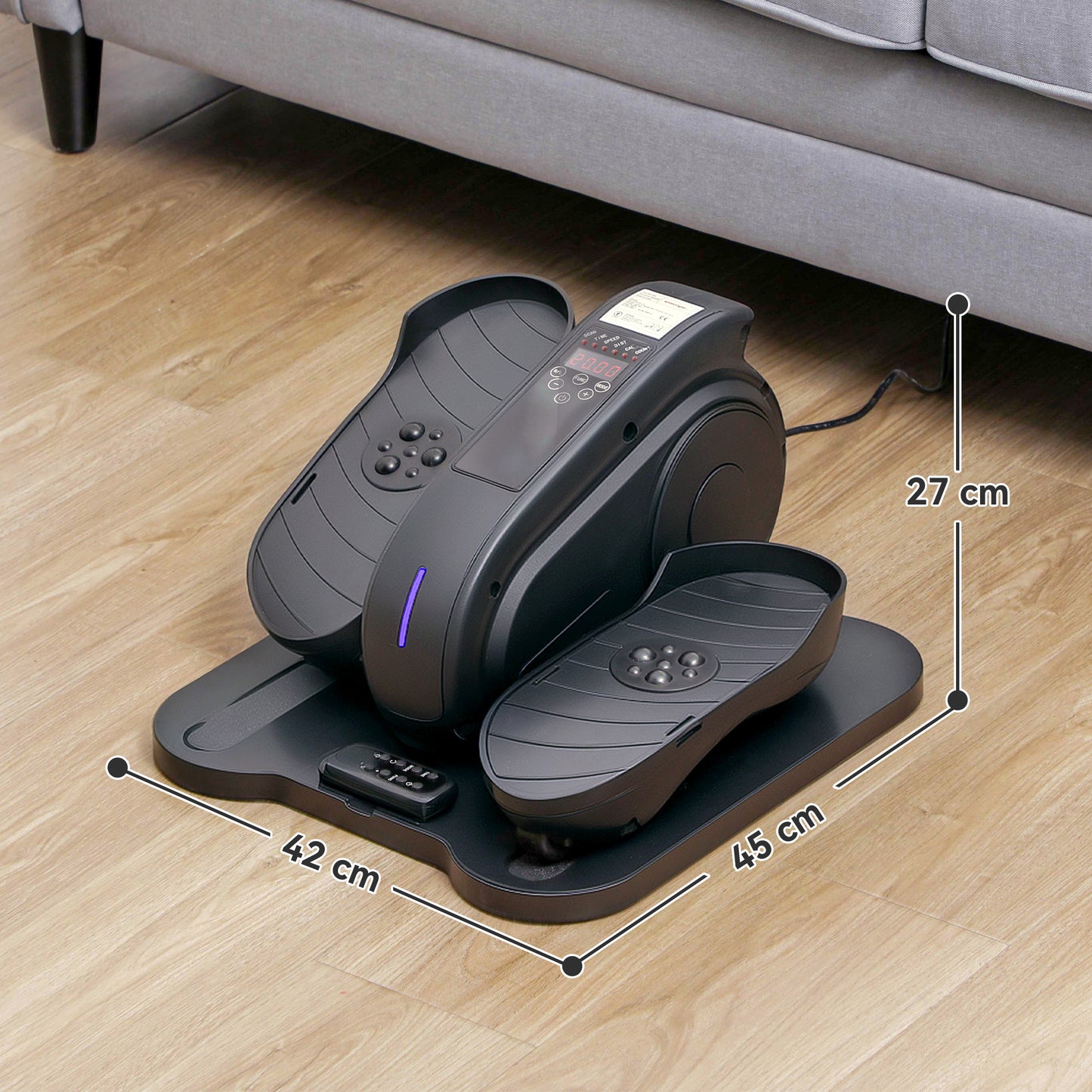 Under Desk Elliptical Machine Pedal Exerciser w/ 10 Speeds, Black