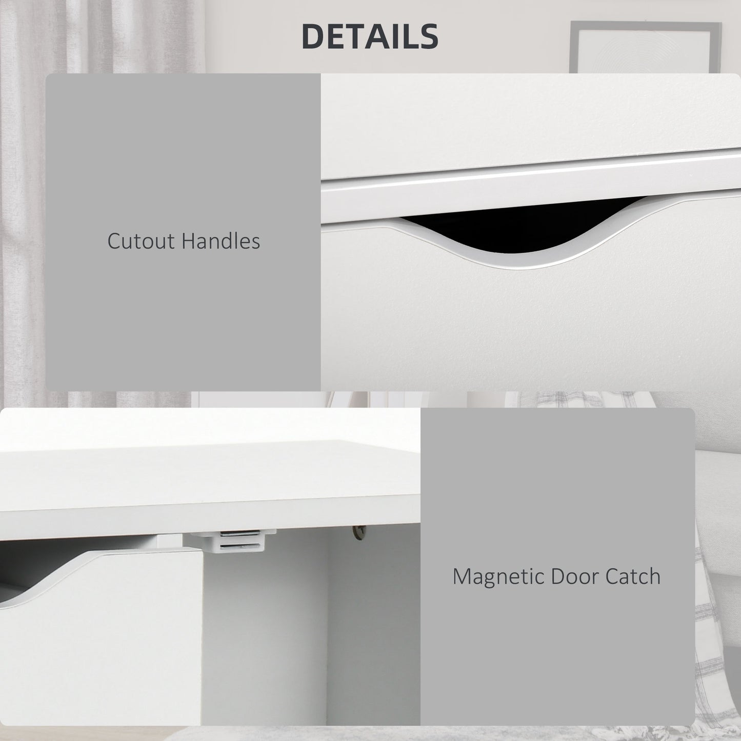Freestanding Bathroom Cabinet with 4 Drawers and Door Cupboard White