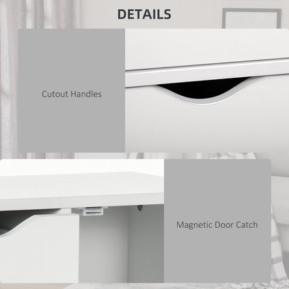 Freestanding Bathroom Cabinet with 4 Drawers and Door Cupboard White
