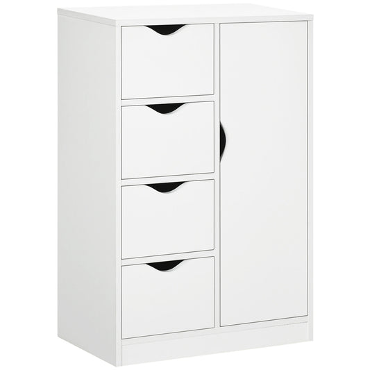 Freestanding Bathroom Cabinet with 4 Drawers and Door Cupboard White