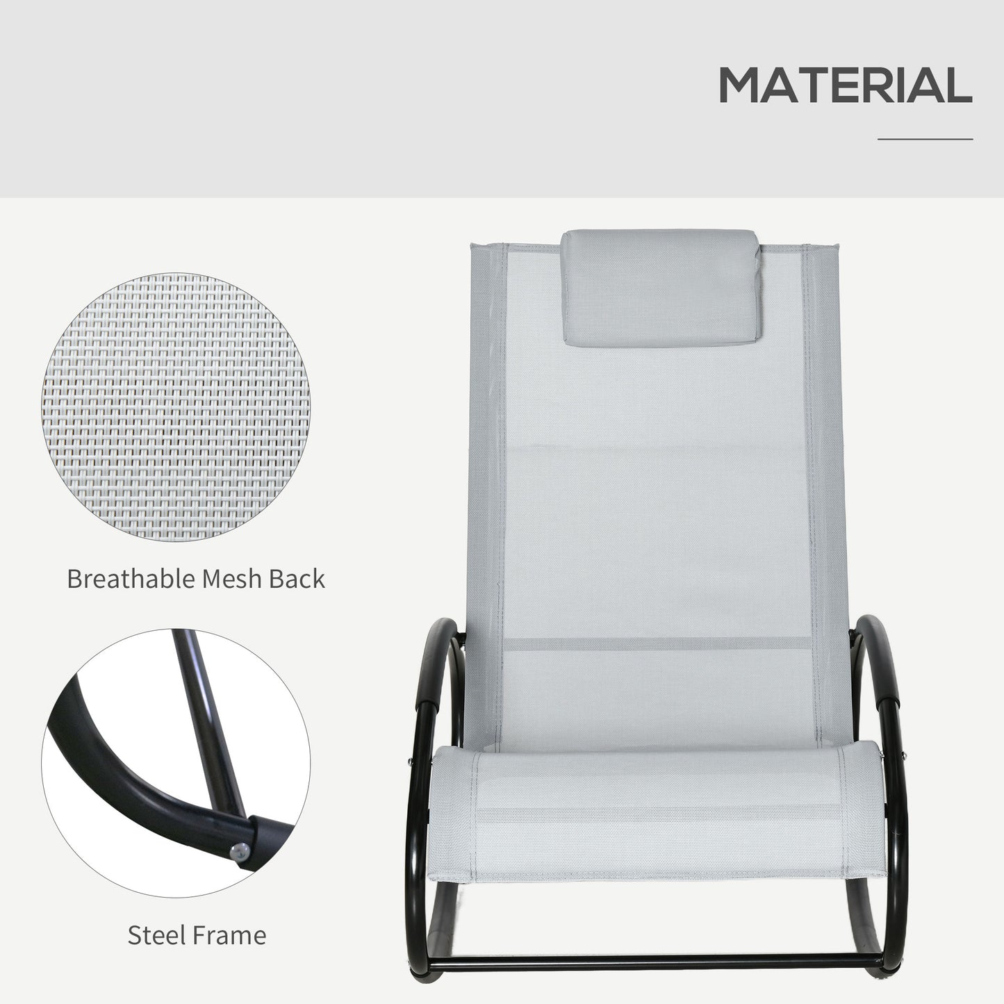 Patio Rocking Chair Orbital Zero Gravity Seat Pool Chaise w/ Pillow