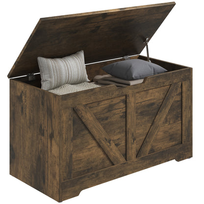 Storage Trunk for Living Room, with Safety Hinges, 80cm, Rustic Brown