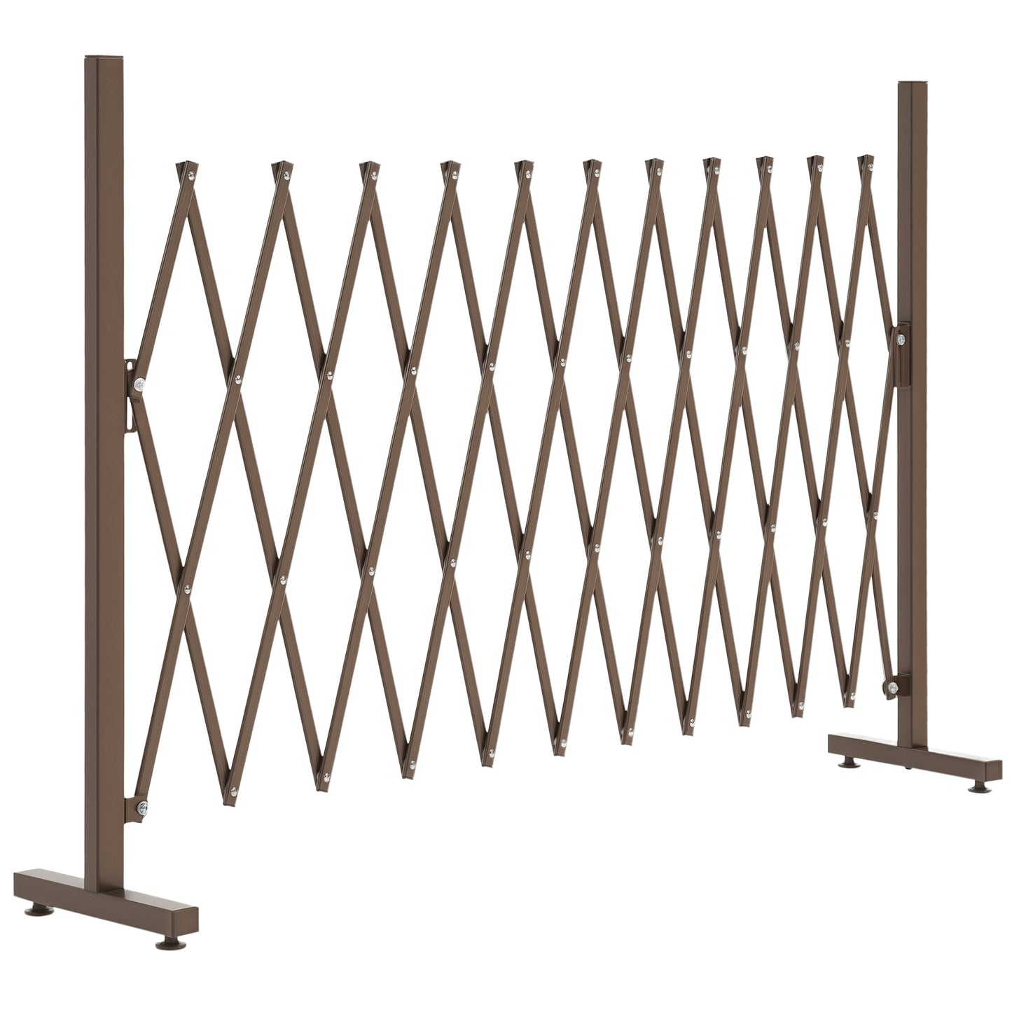 Aluminum Alloy Movable Fence Foldable Garden Screen Panel, Dark Brown