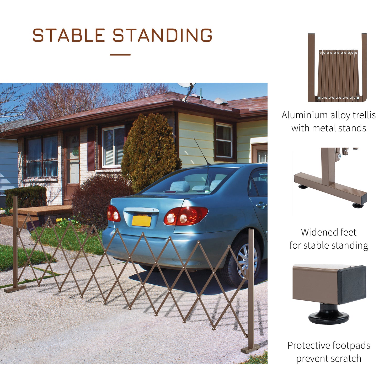 Aluminum Alloy Movable Fence Foldable Garden Screen Panel, Dark Brown