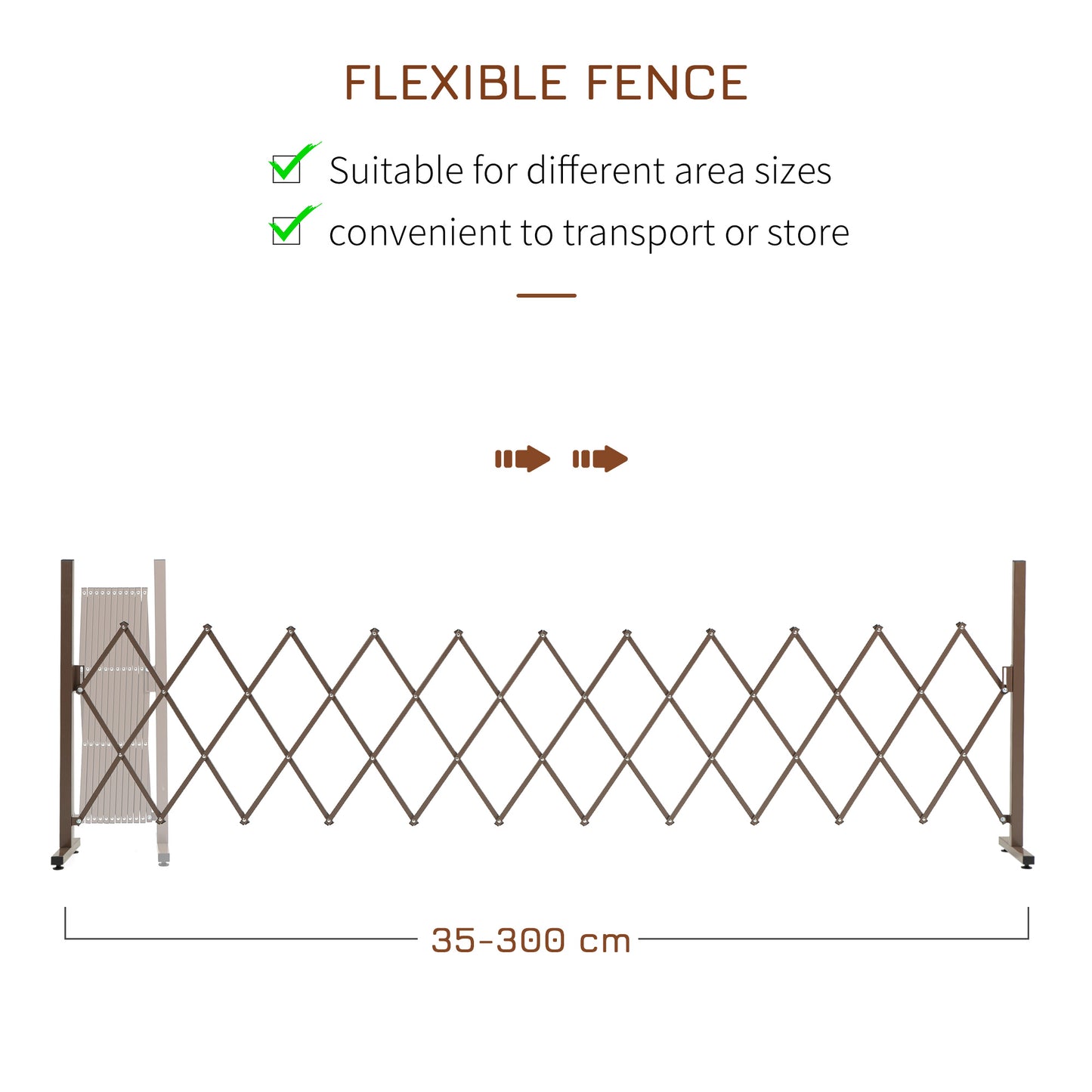 Aluminum Alloy Movable Fence Foldable Garden Screen Panel, Dark Brown