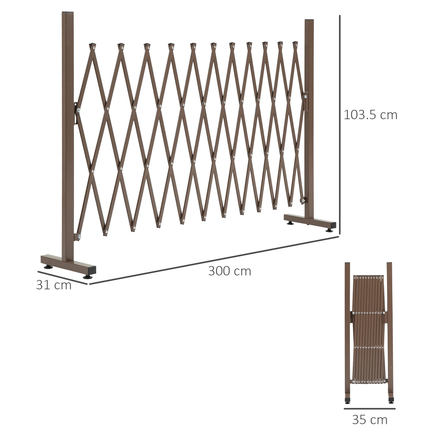 Aluminum Alloy Movable Fence Foldable Garden Screen Panel, Dark Brown