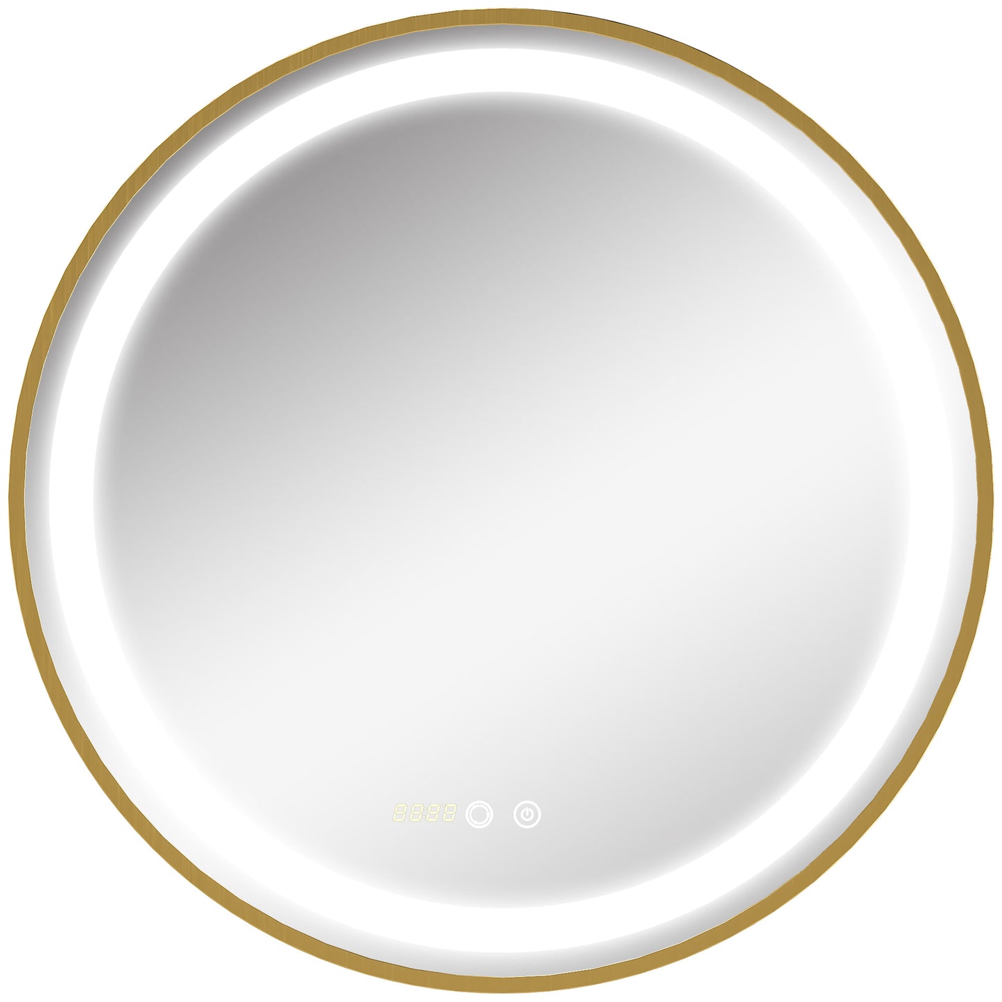 Wall Mounted LED Bathroom Mirror with 3 Light Colours Time Display Gold