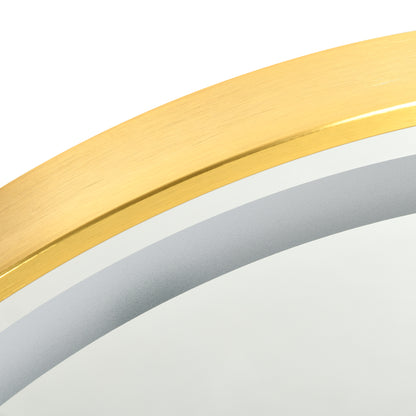 Wall Mounted LED Bathroom Mirror with 3 Light Colours Time Display Gold