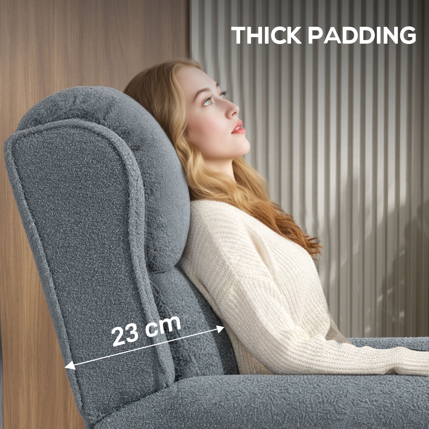 Recliner Armchair, Fabric Recliner Chair, Grey