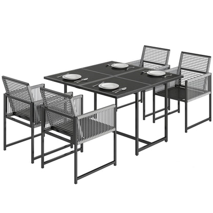 Garden Dining Set, Outdoor Table and Chairs with Foldable Backrest