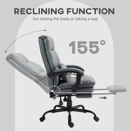 Executive Office Chair, PU Leather Desk Chair with Armrests Grey