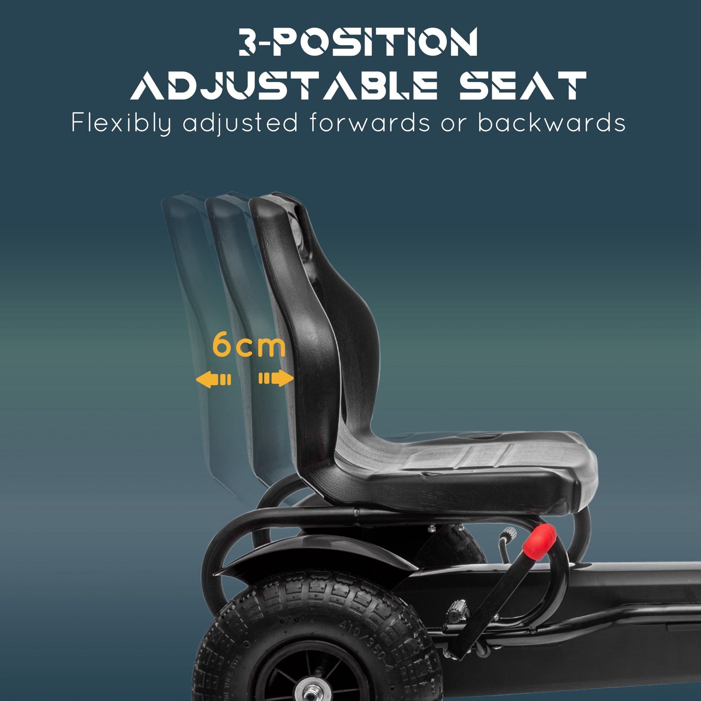 Metal Kids Pedal Go Kart with Adjustable Seat Inflatable Tyres Black
