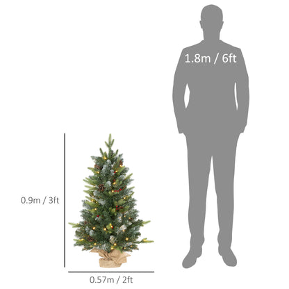 2 Pieces 3' Prelit Artificial Tabletop Christmas Trees, LED Display