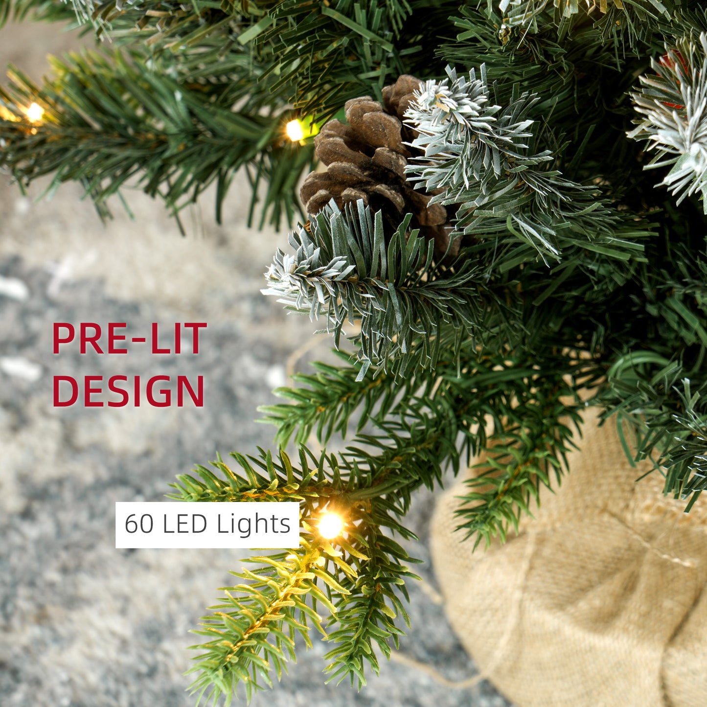 2 Pieces 3' Prelit Artificial Tabletop Christmas Trees, LED Display