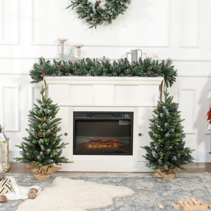 2 Pieces 3' Prelit Artificial Tabletop Christmas Trees, LED Display