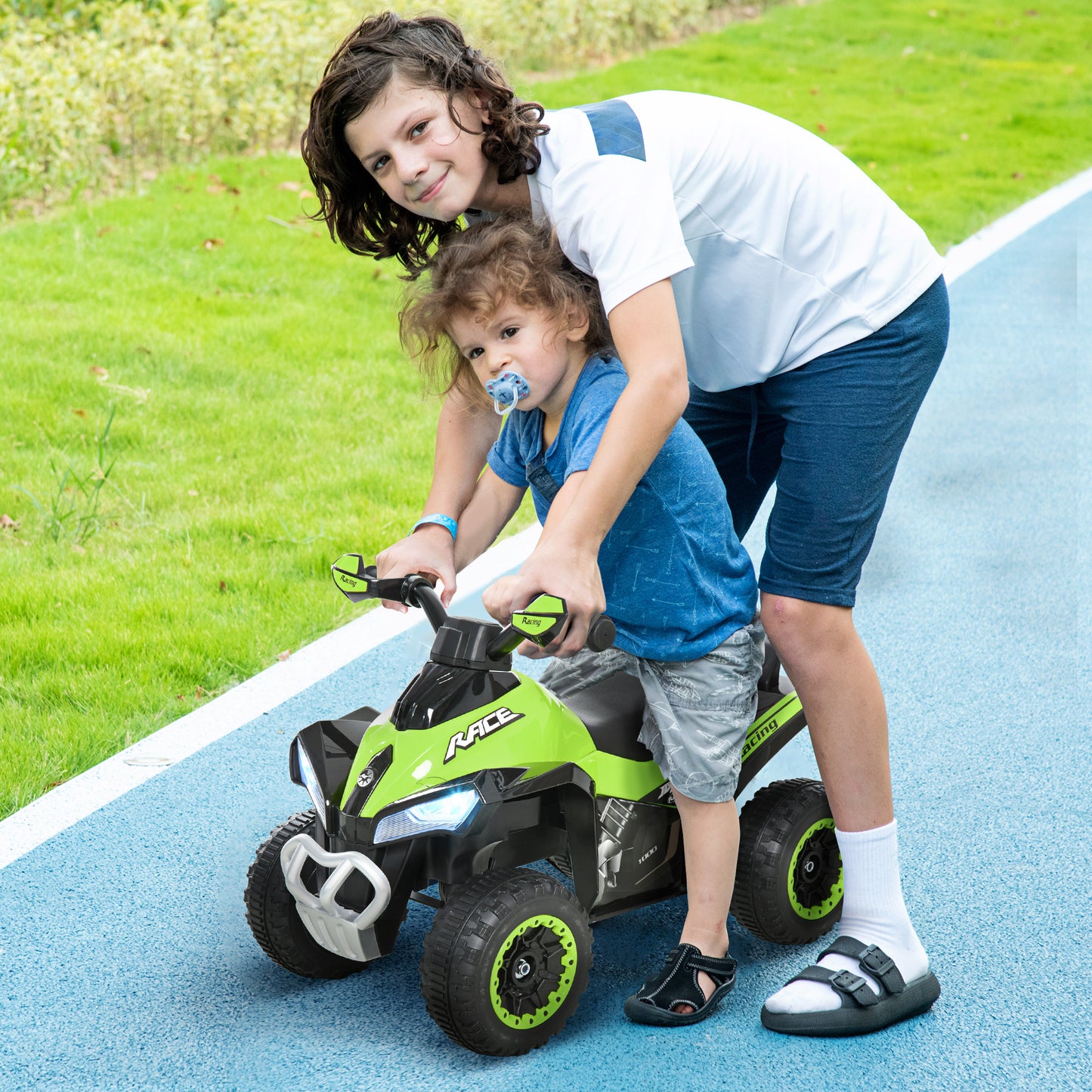 No Power Quad Toddler Ride on Car Foot-to-Floor Sliding Green