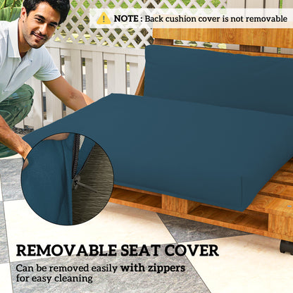 2 Seat Pallet Cushions 20cm Thick Outdoor Seat Pads, Navy Blue