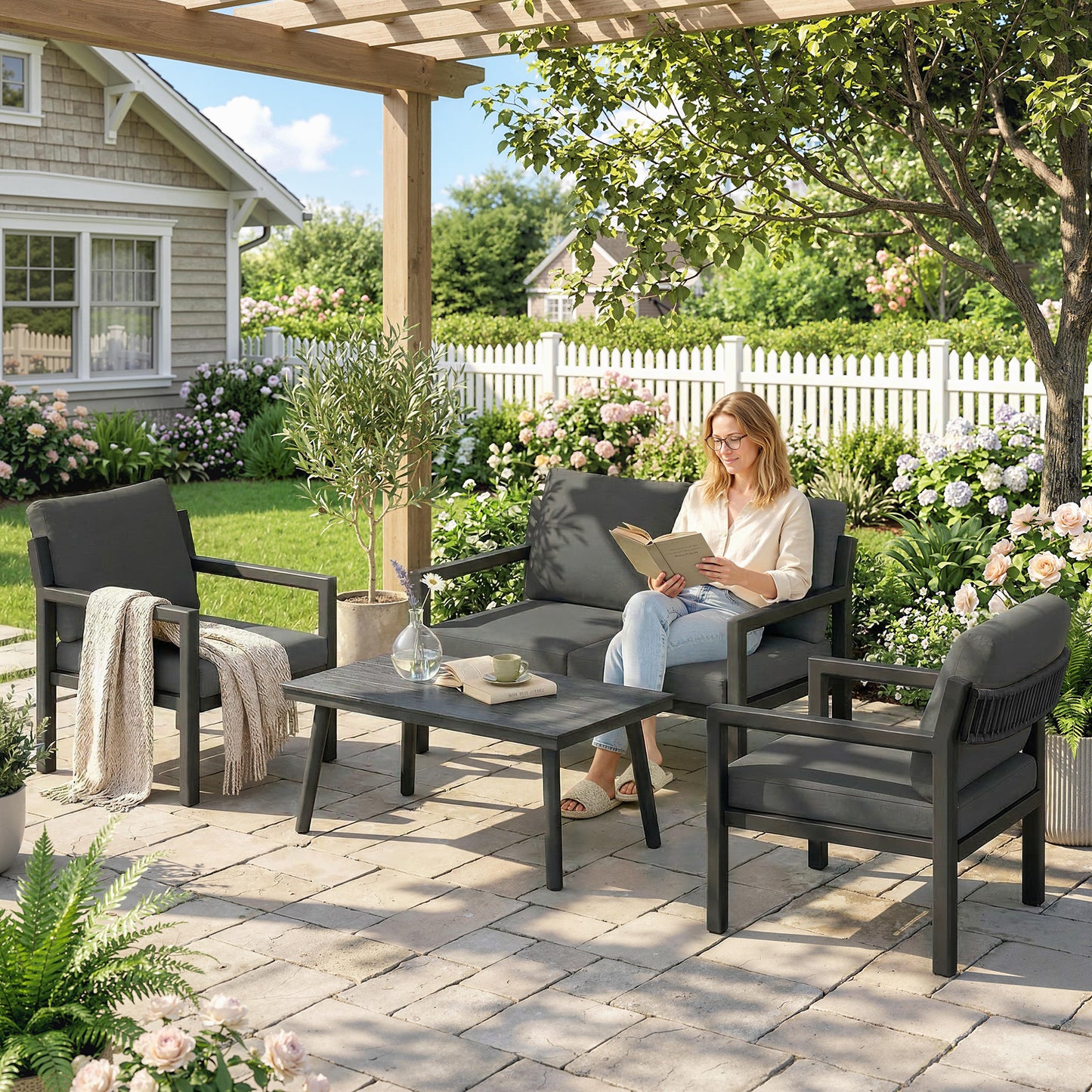Rattan Garden Furniture Set, Outdoor Furniture Conversation Set