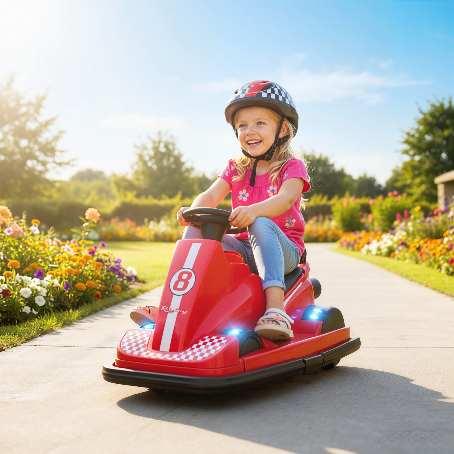 Electric Kids Bumper Car with 360 Degree Rotation Spin, Red
