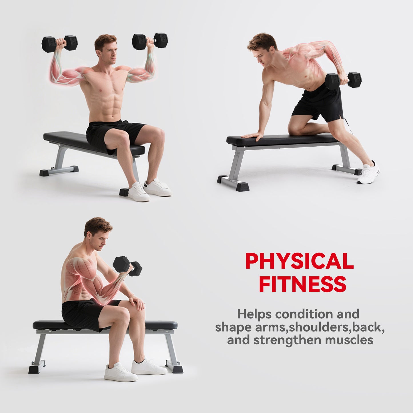 20KG Single Rubber Hex Dumbbell Portable Hand Weights Dumbbell Home Gym