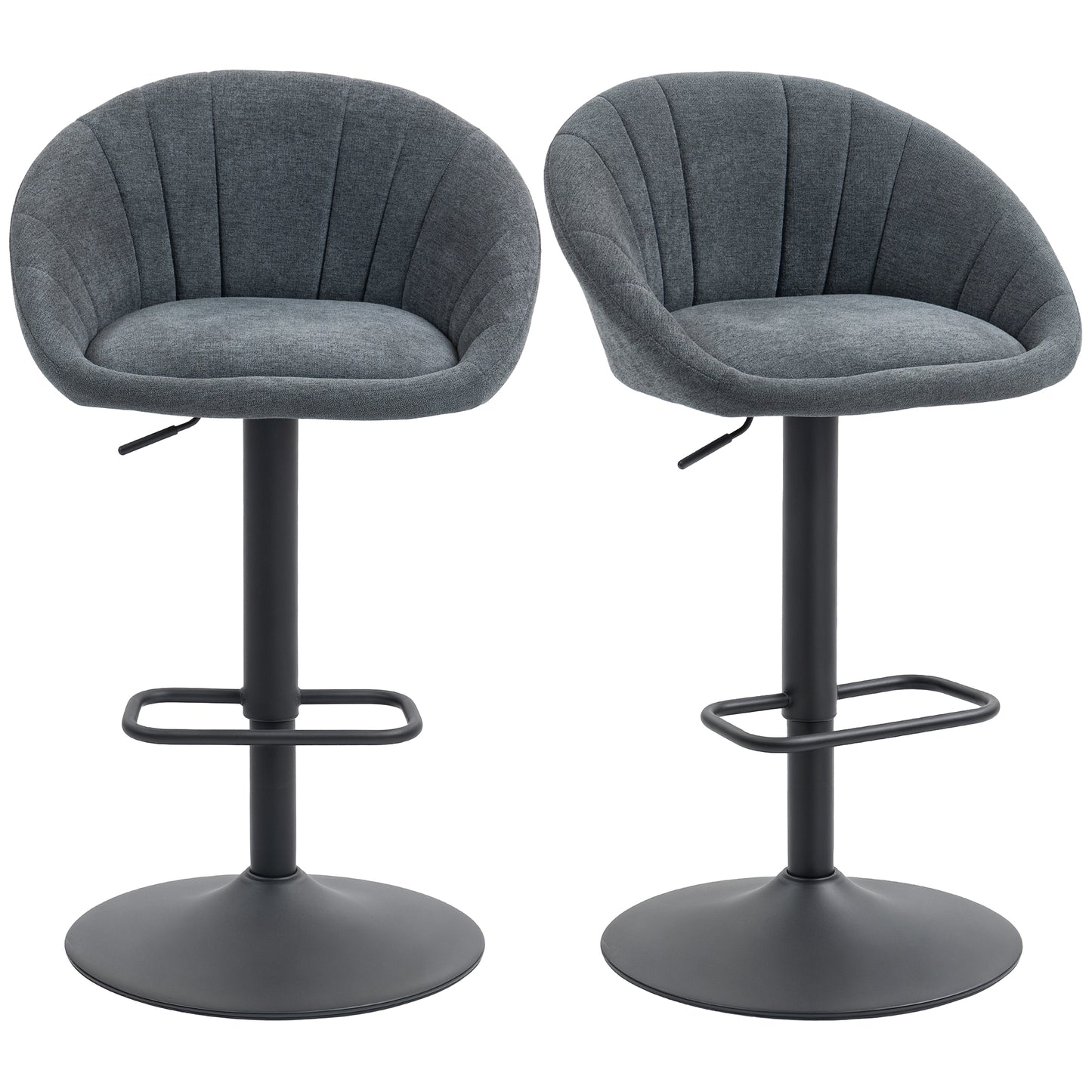 Swivel Bar Stools Set of 2 Height Adjustable Bar Chairs Dark Grey