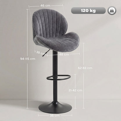 Modern Bar Stools Set of 2, Swivel Counter Height Barstools, Grey